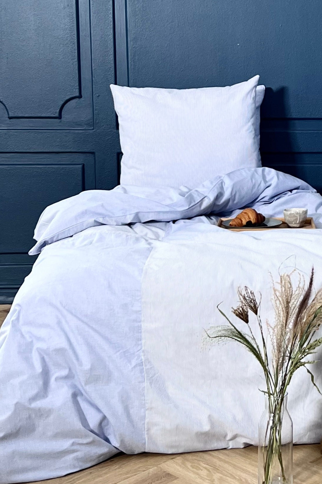 Mini Strib Patchwork sengetøj - blå